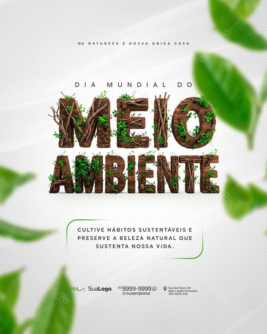 Post Dia Mundial Meio Ambiente Sustentabilidade PSD Editável
