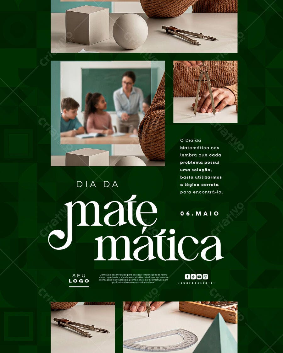 Post Instagram Dia da Matemática 06 de Maio PSD Editável