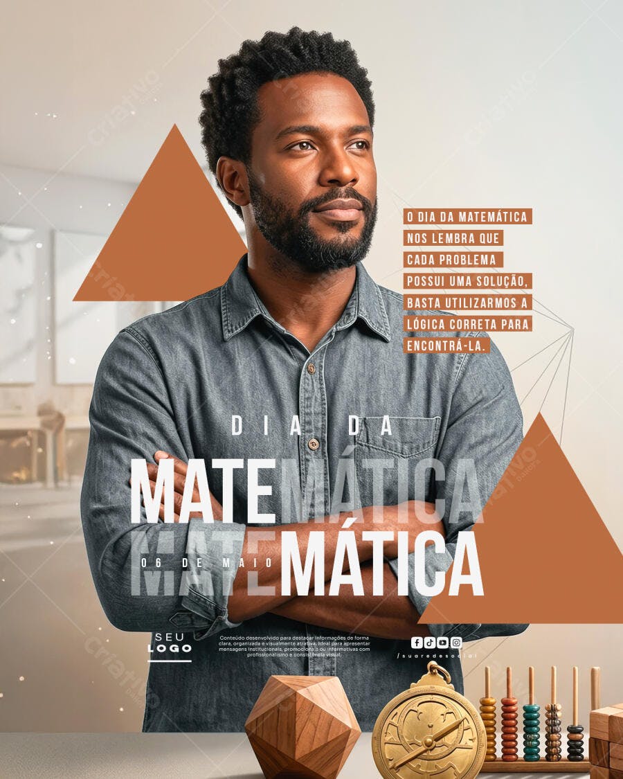 Post Instagram Dia da Matemática 06 de Maio PSD Editável