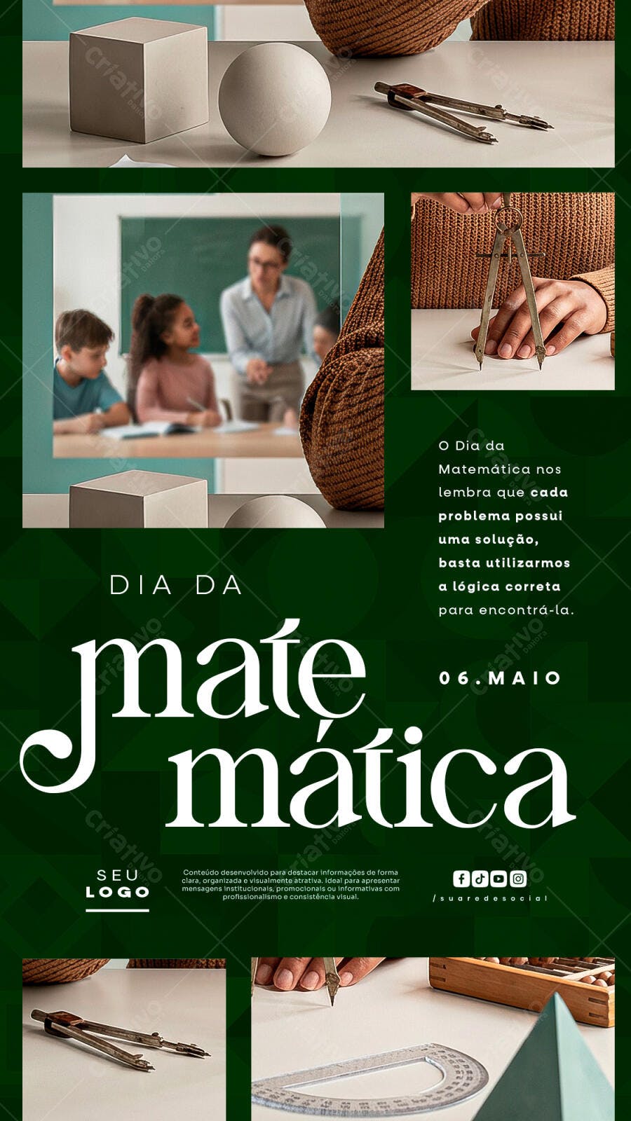 Post Instagram Dia da Matemática 6 de Maio PSD Editável