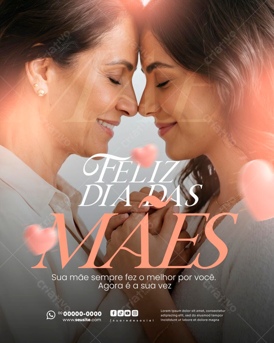 Post Instagram Dia das Mães Afeto PSD Editável