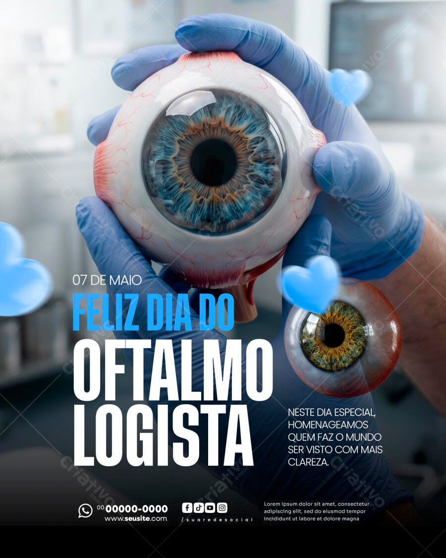Post Instagram Dia do Oftalmologista 07 de Maio PSD Editável