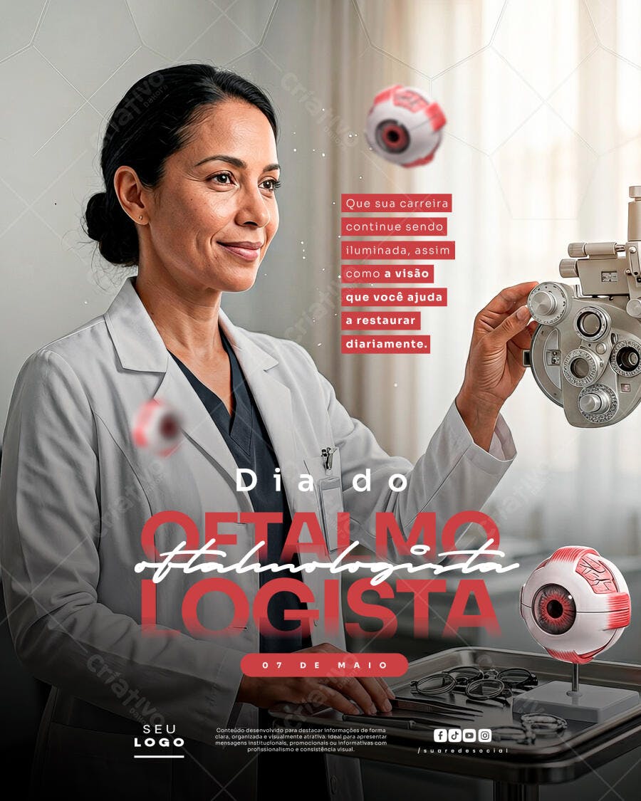 Post Instagram Dia do Oftalmologista 07 de Maio PSD Editável
