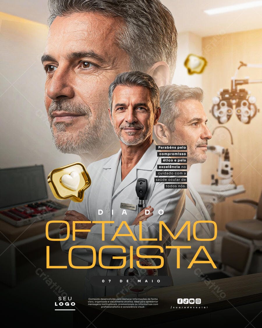 Post Instagram Dia do Oftalmologista 07 de Maio PSD Editável