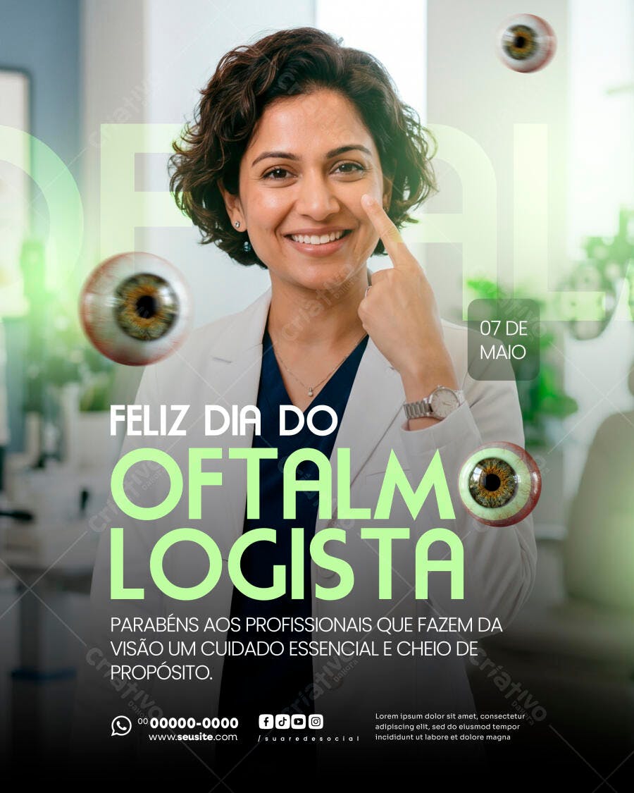 Post Instagram Dia do Oftalmologista 07 de Maio PSD Editável