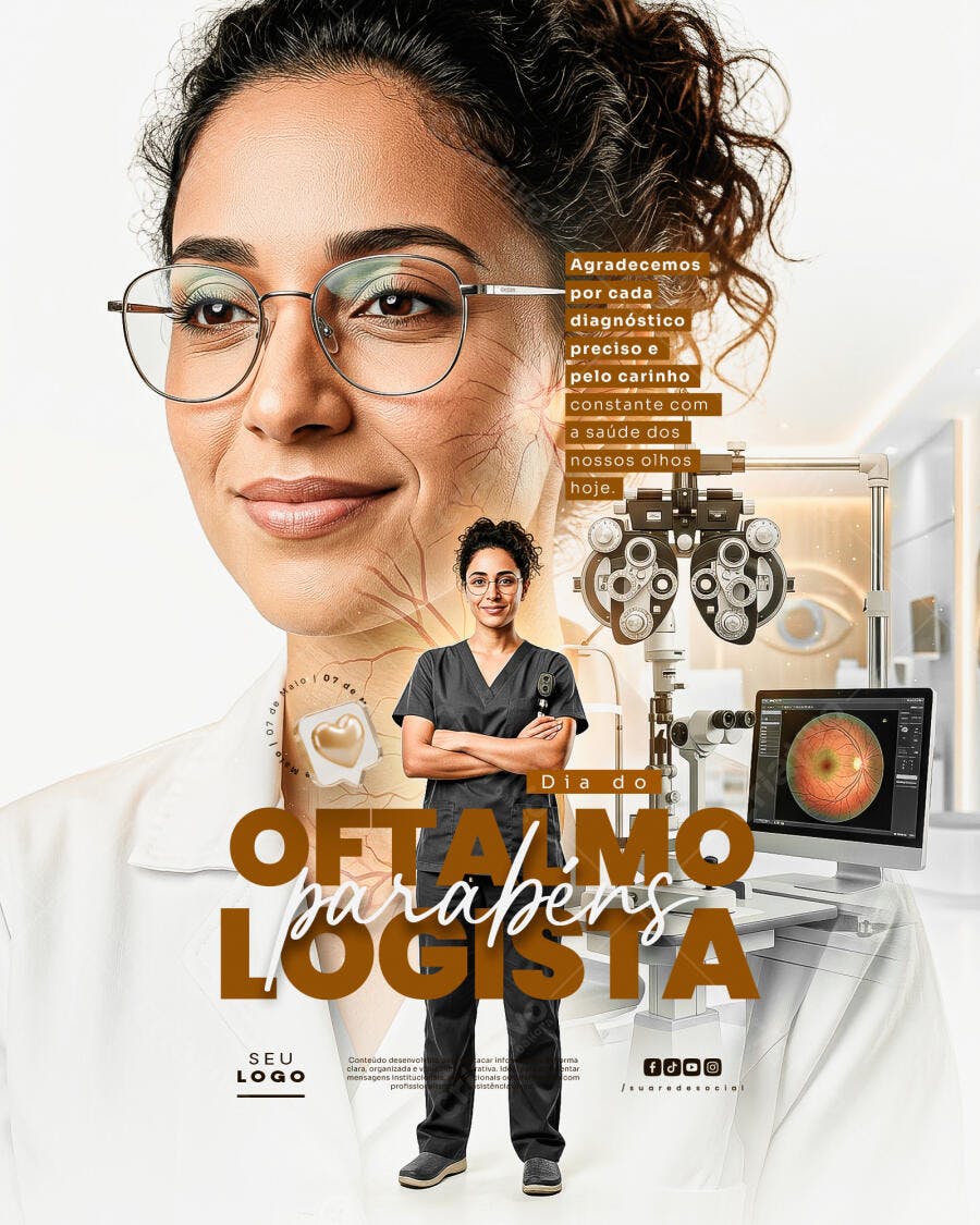 Post Instagram Dia do Oftalmologista Clínica Médica PSD Editável