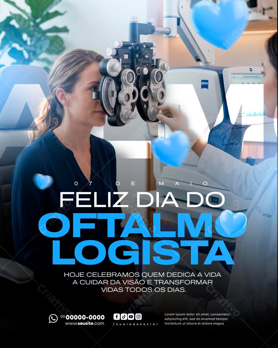 Post Instagram Dia do Oftalmologista Clínica Médica PSD Editável