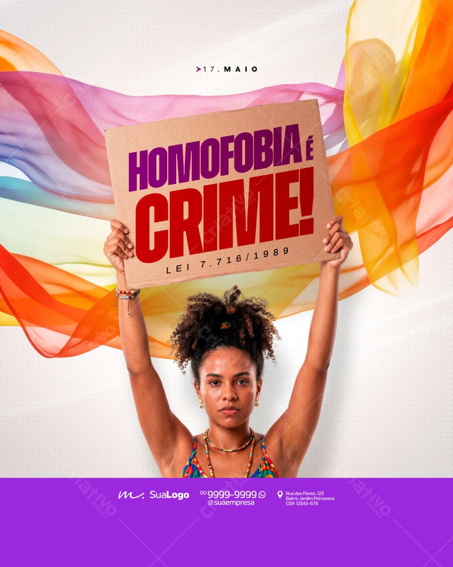 Post Instagram Dia Internacional Contra Homofobia PSD Editável