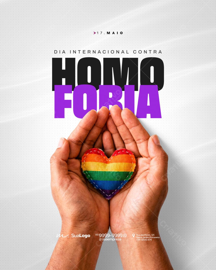 Post Instagram Dia Internacional Contra Homofobia PSD Editável