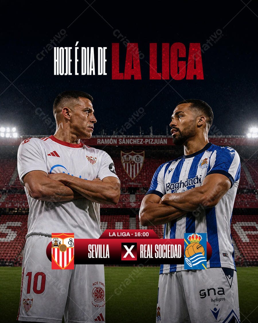 Post Instagram La Liga Futebol Sevilla Real Sociedad PSD Editável