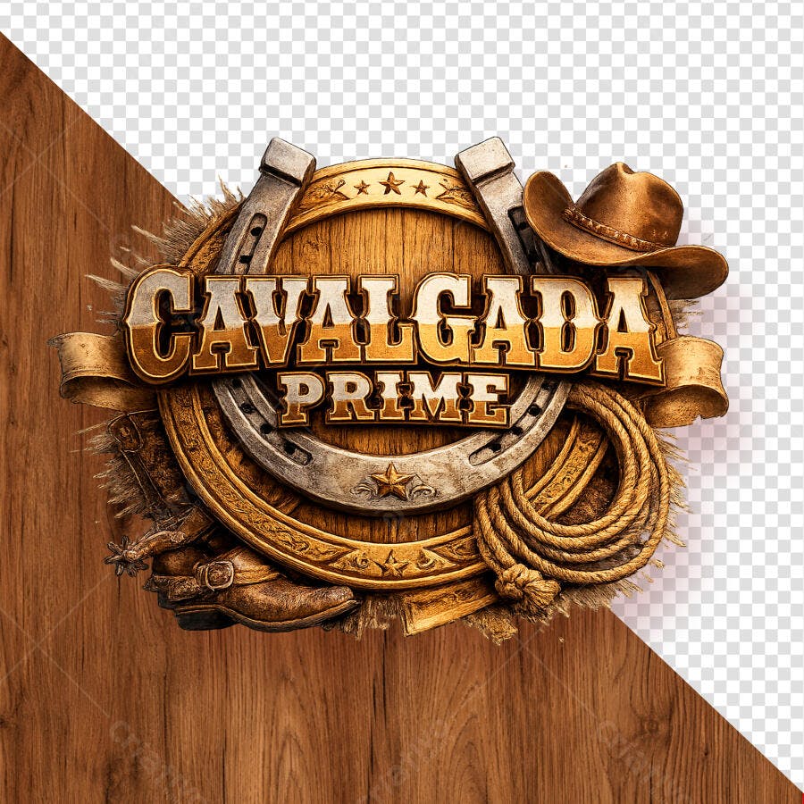 Selo 3D Cavalgada Prime Country Rústico PNG Transparente