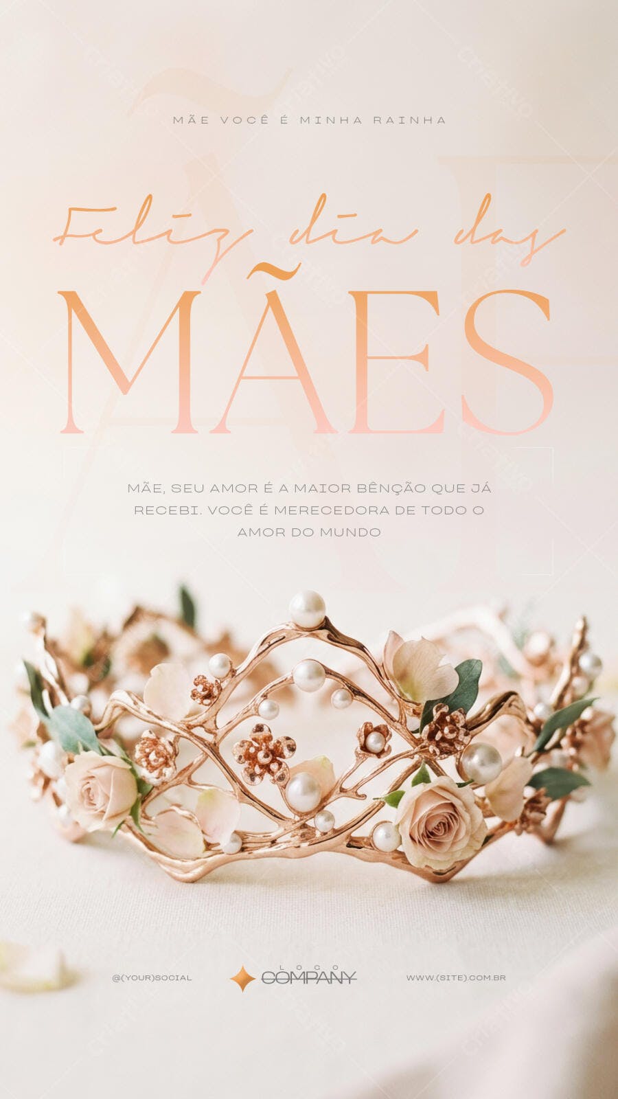 Story Dia das Mães Coroa Rosas Delicado PSD Editável