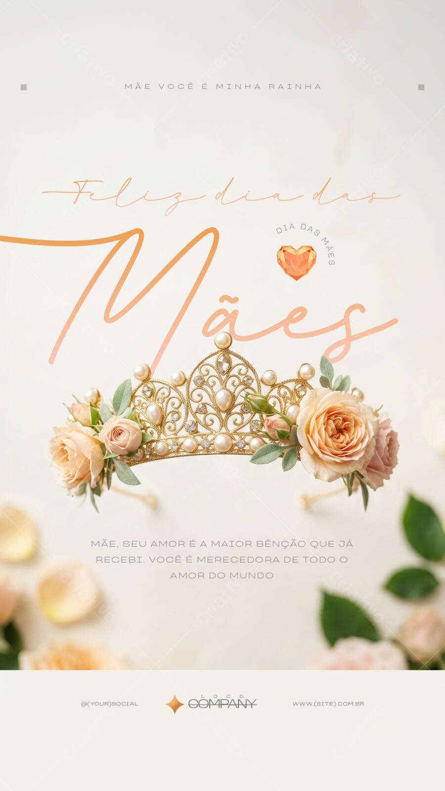 Story Dia das Mães Coroa Rosas PSD Editável