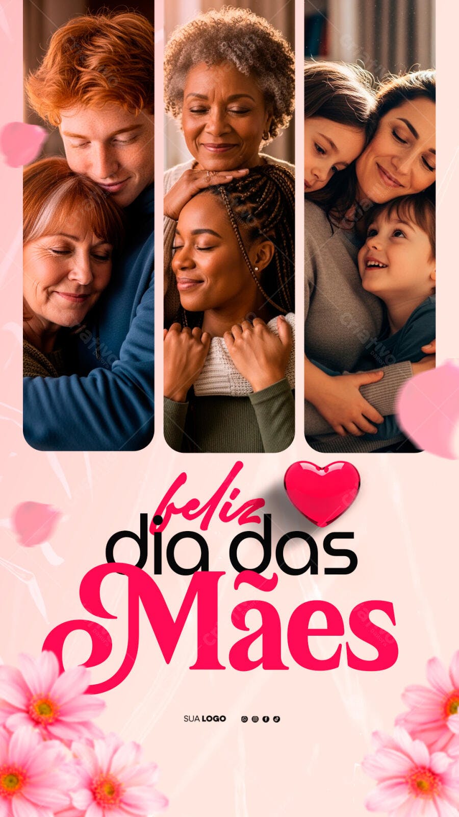 Story Dia das Mães Família Rosas PSD Editável