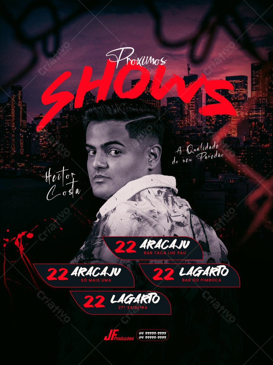 Template Canva Flyer Shows Balada Heitor Costa Editável