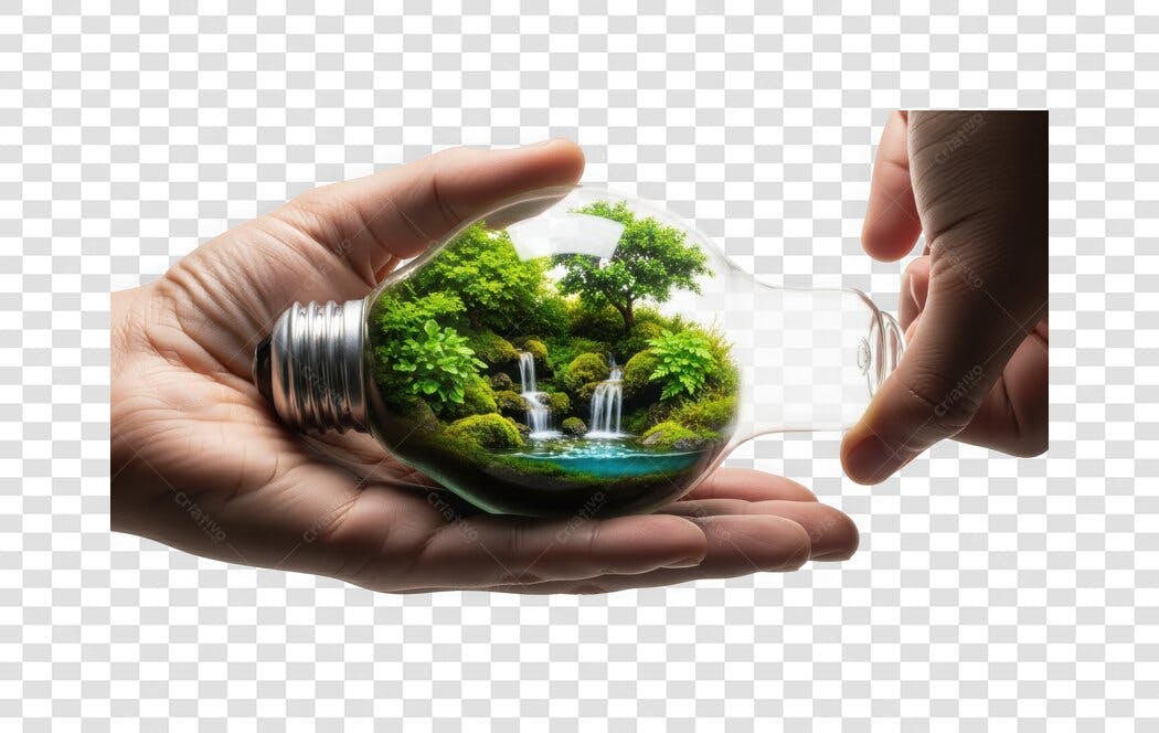 Elemento 3D Lâmpada Natureza Sustentabilidade PNG Fundo Transparente
