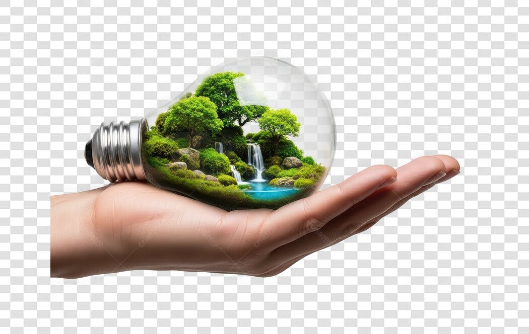 Elemento 3D Lâmpada Natureza Sustentabilidade PNG Fundo Transparente