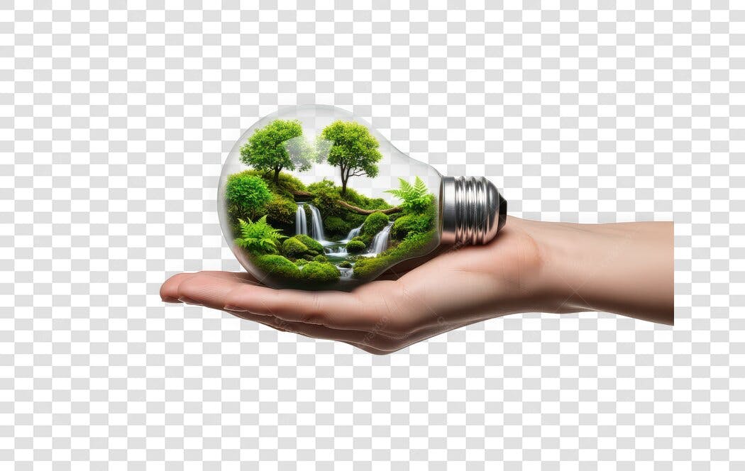 Elemento 3D Lâmpada Natureza Sustentabilidade PNG Fundo Transparente