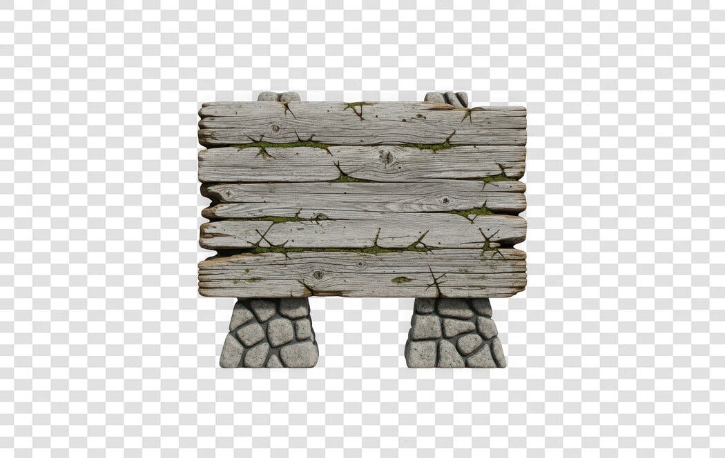 Elemento 3D Placa de Madeira Rústica PNG Fundo Transparente