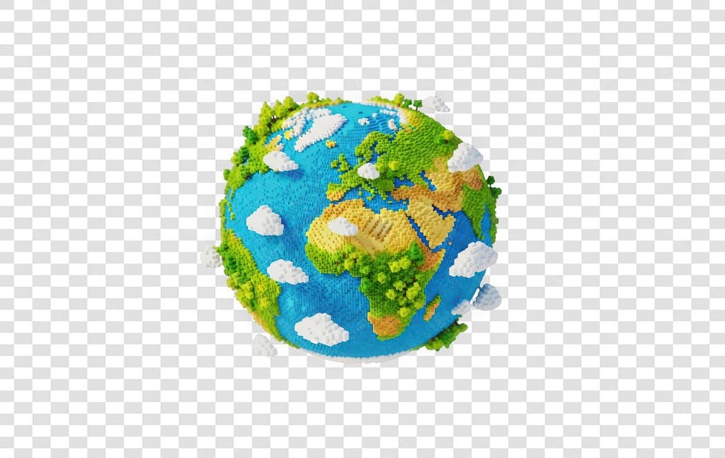 Elemento 3D Planeta Terra Ecologia Sustentabilidade PNG Fundo Transparente