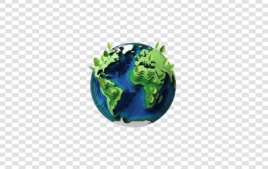 Elemento 3D Planeta Terra Sustentabilidade PNG Fundo Transparente