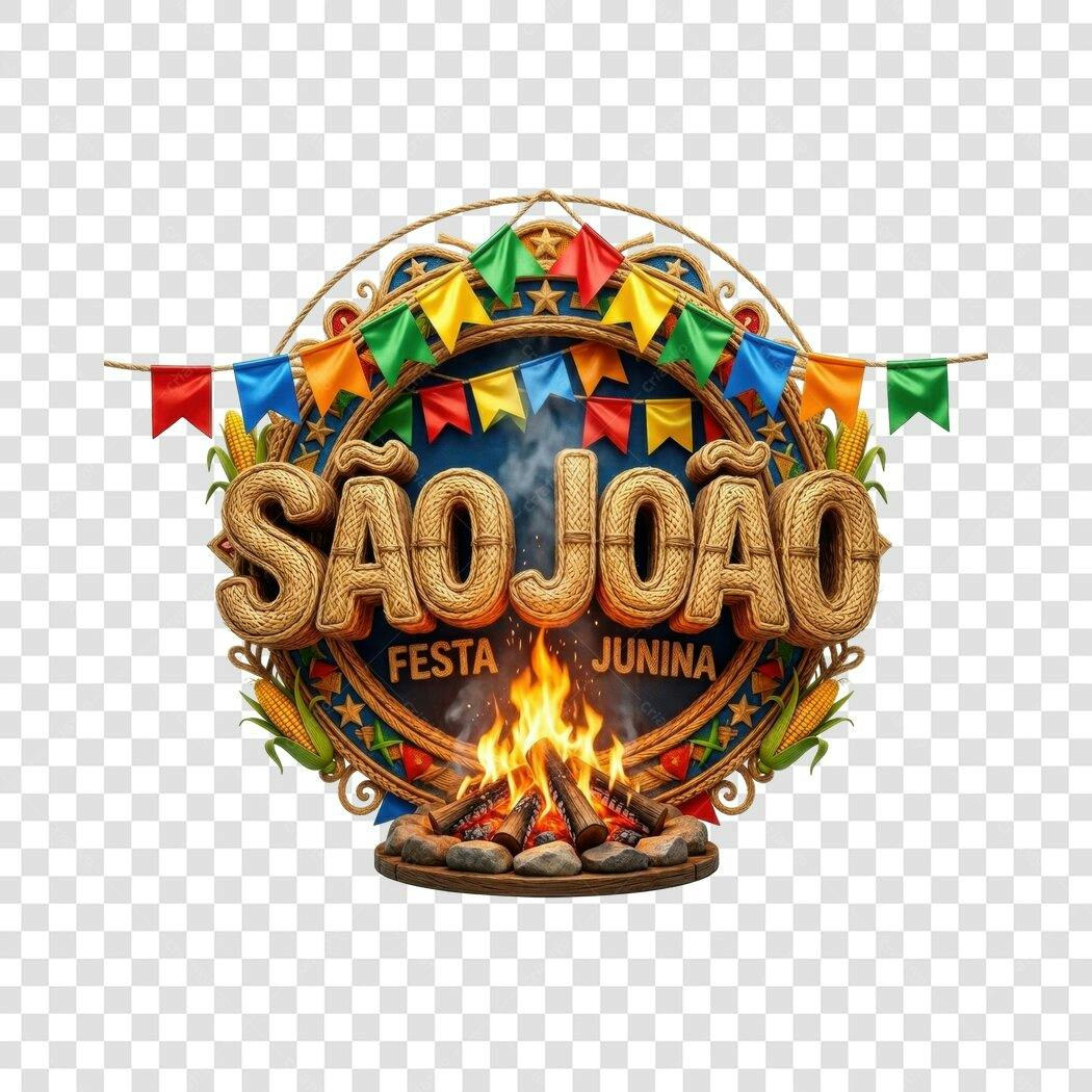 Elemento 3D São João Festa Junina Junho PNG Fundo Transparente