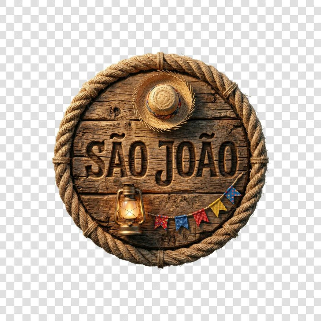 Elemento 3D São João Festa Junina Junho PNG Fundo Transparente