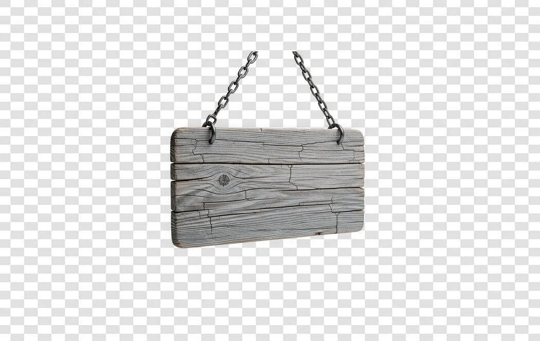 Elemento Decorativo Placa Madeira Rústica Corrente PNG Fundo Transparente