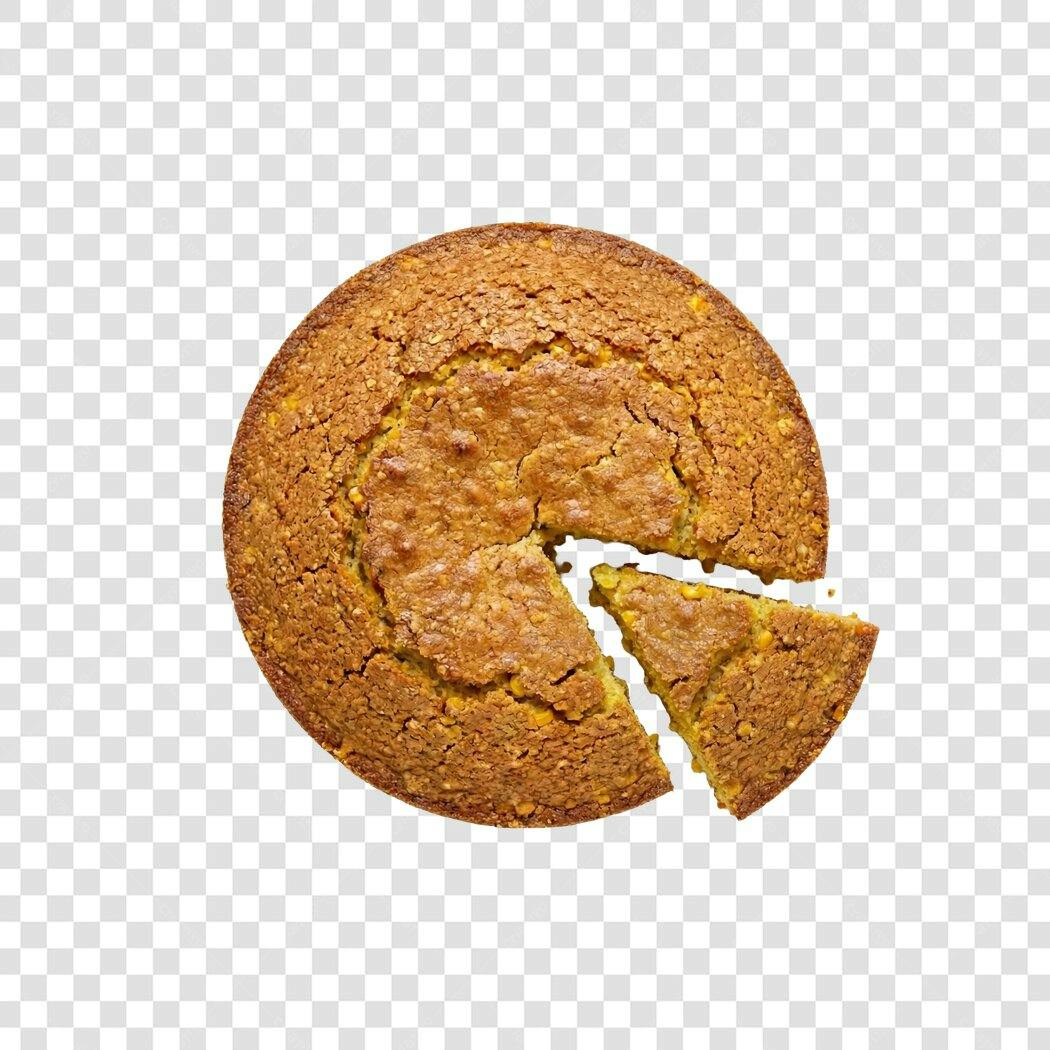 Foto Recortada Bolo de Fubá com Fatia PNG Fundo Transparente