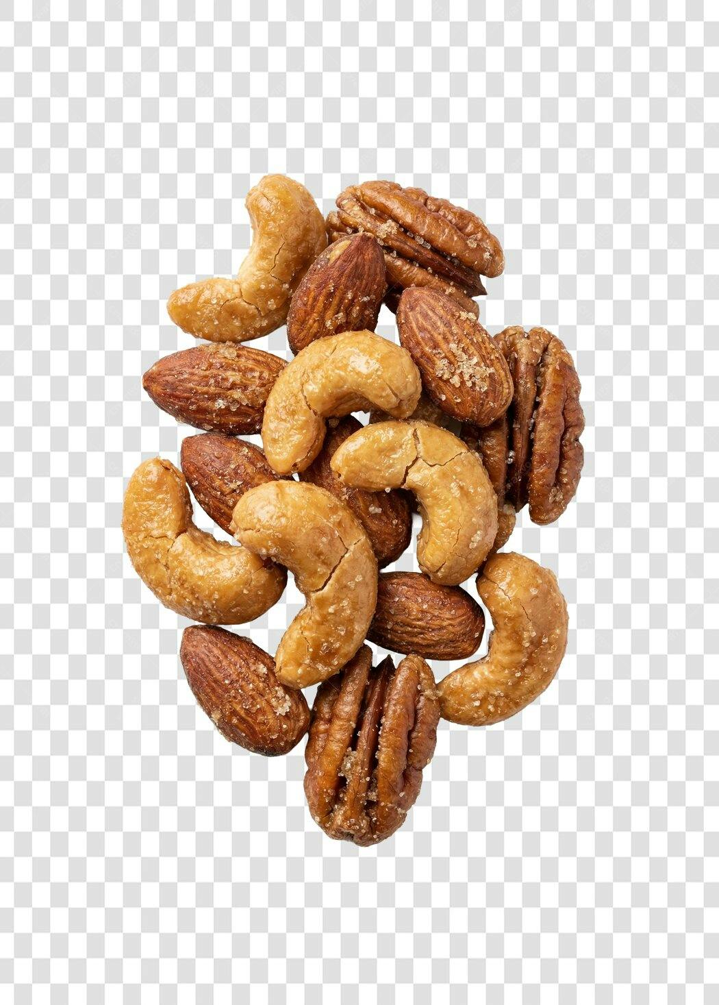 Foto Recortada Castanhas Amêndoas Caju Pecan Salgadas PNG Fundo Transparente