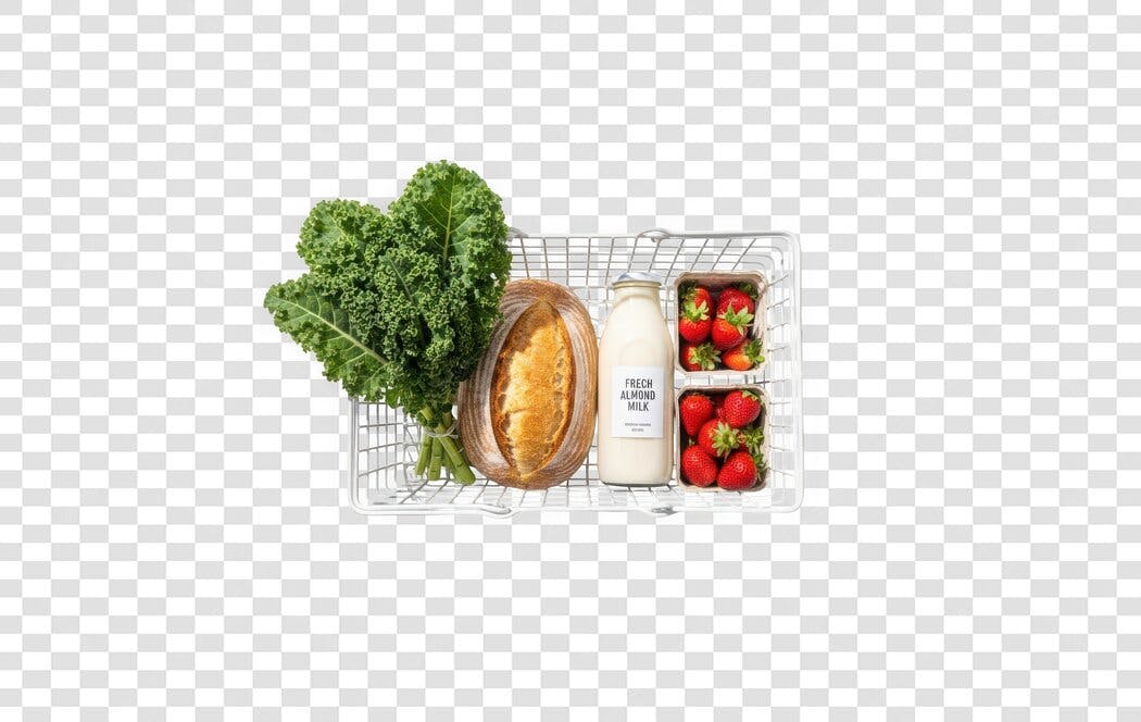 Foto Recortada Cesta Compras Mercado Saudável PNG Fundo Transparente
