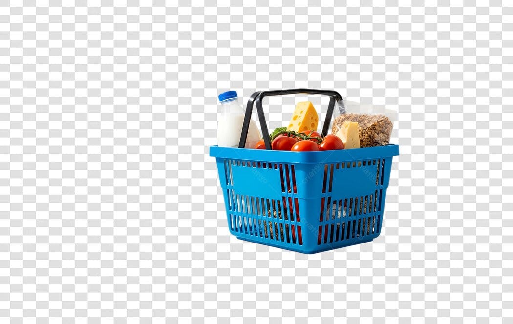Foto Recortada Cesta Compras Supermercado PNG Fundo Transparente