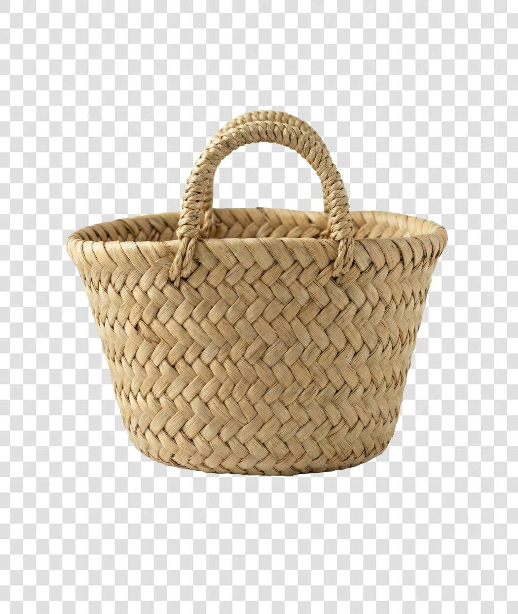 Foto Recortada Cesta de Palha Artesanal PNG Fundo Transparente