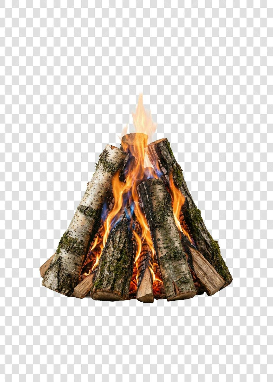 Foto Recortada Fogueira Lenha Queimando PNG Fundo Transparente
