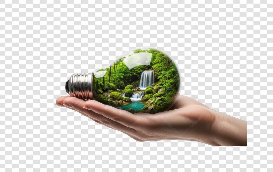 Foto Recortada Lâmpada Natureza Mão Segurando PNG Fundo Transparente