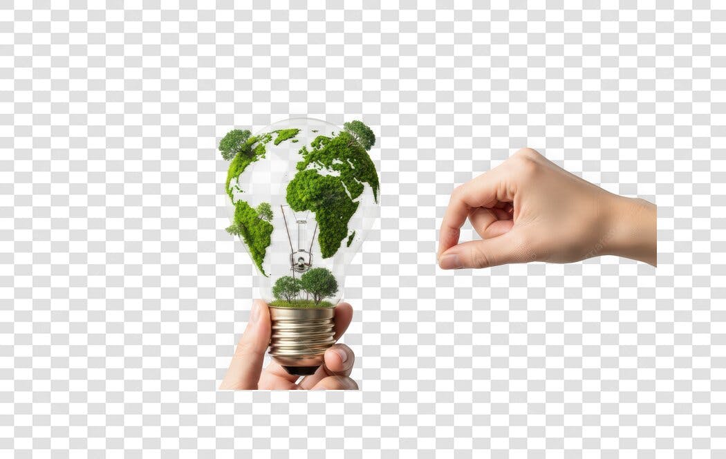 Foto Recortada Lâmpada Terra Mão Sustentabilidade PNG Fundo Transparente