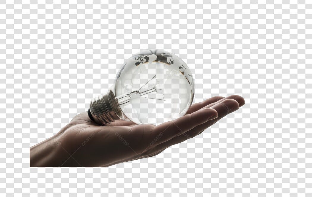 Foto Recortada Mão Segurando Lâmpada Globo PNG Fundo Transparente