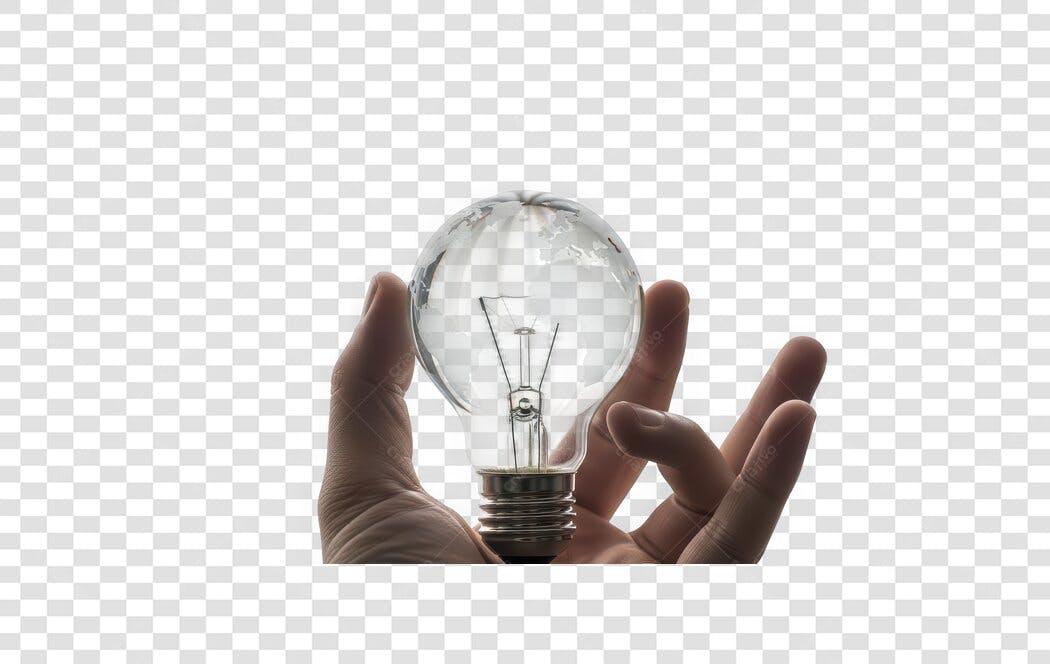Foto Recortada Mão Segurando Lâmpada Ideia PNG Fundo Transparente