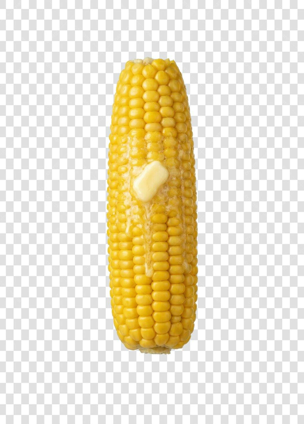 Foto Recortada Milho Cozido Manteiga PNG Fundo Transparente