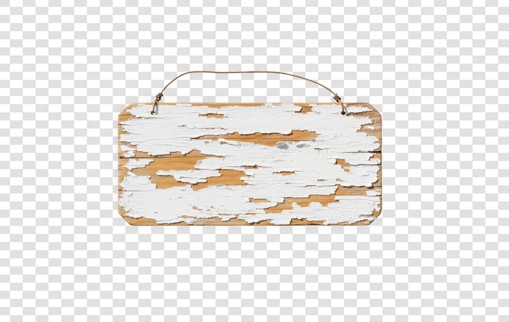 Foto Recortada Placa Madeira Rústica Branca PNG Fundo Transparente