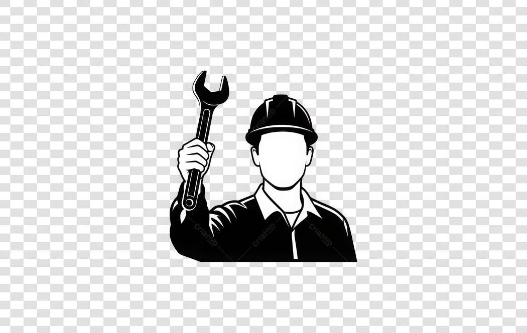 Ilustração Engenheiro Mecânico Chave Inglesa PNG Fundo Transparente