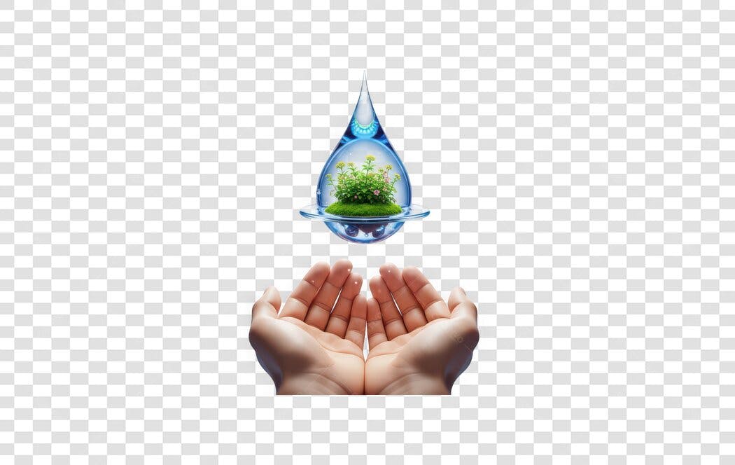 Ilustração Gota Água Mãos Meio Ambiente PNG Fundo Transparente