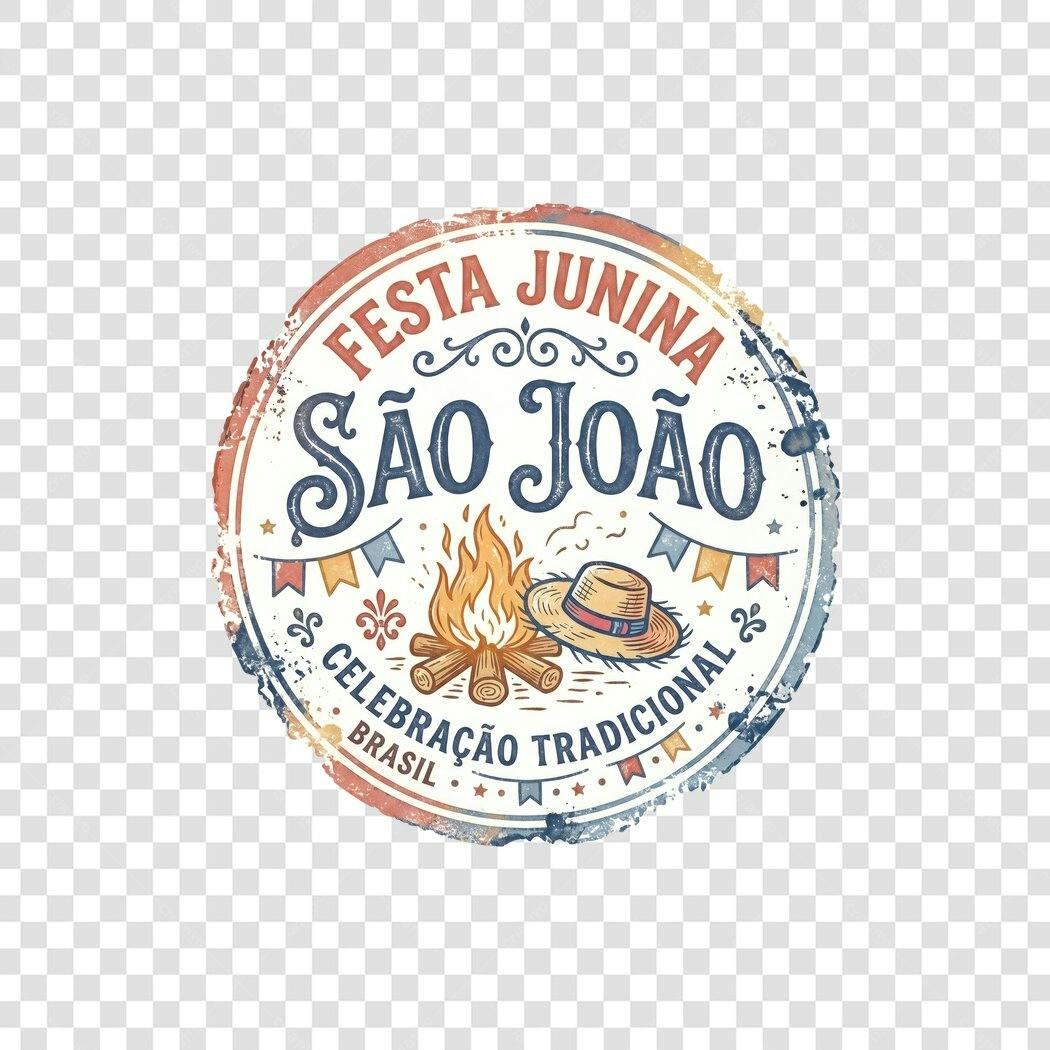 Ilustração Selo Festa Junina São João Junho PNG Fundo Transparente
