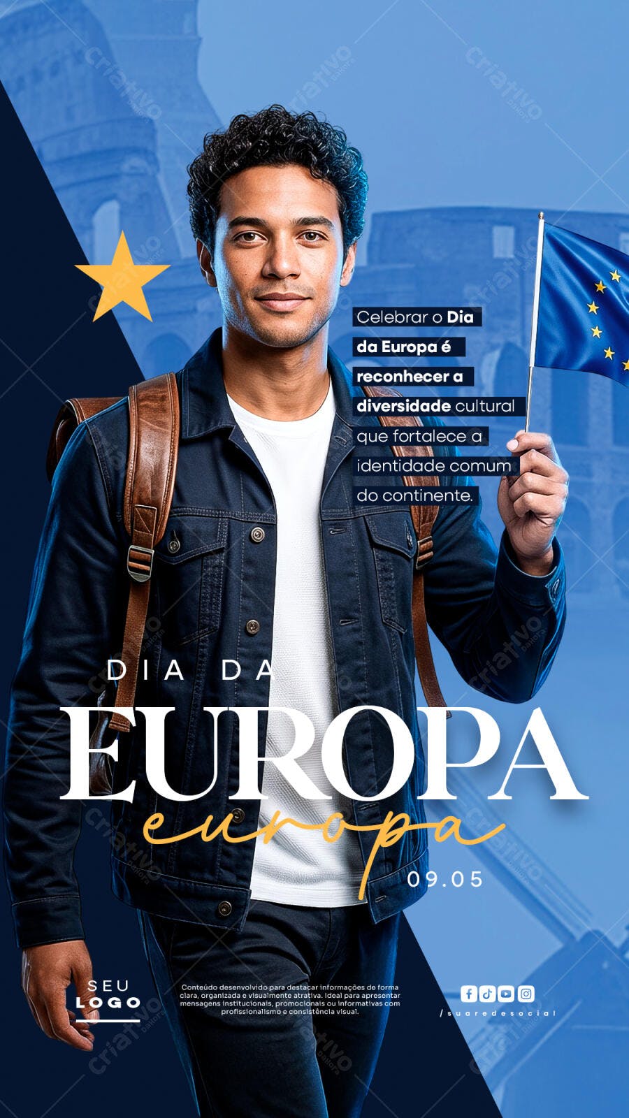 Post Dia da Europa 9 de Maio PSD Editável