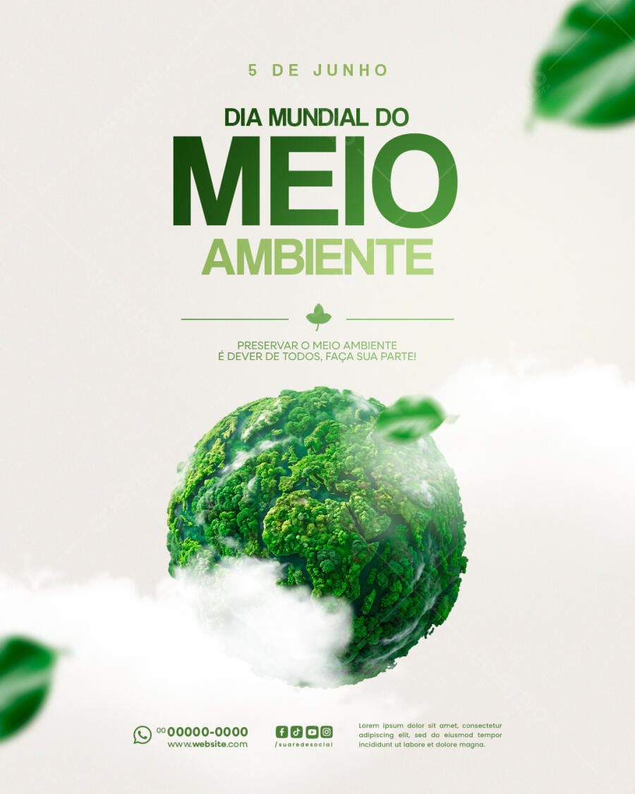 Post Dia Mundial do Meio Ambiente 5 de Junho PSD Editável