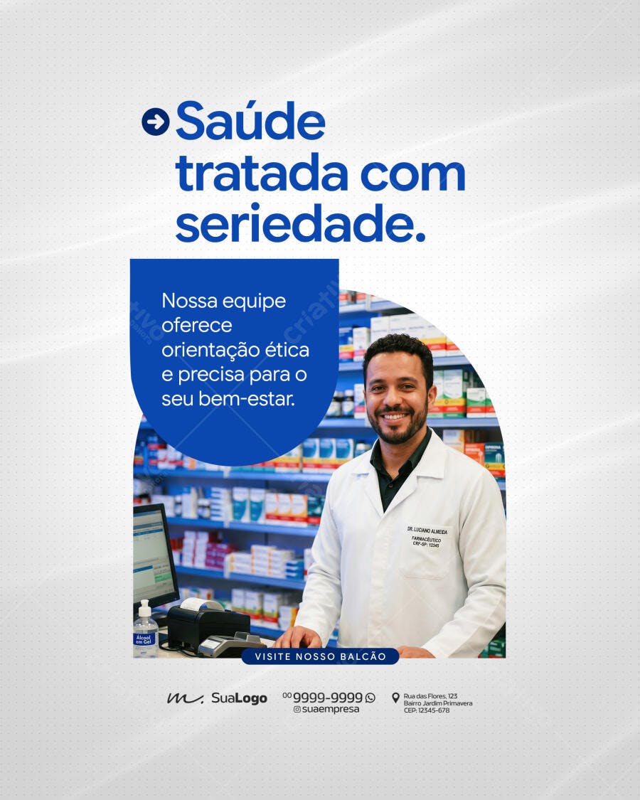 Post Farmácia Saúde e Bem-Estar PSD Editável