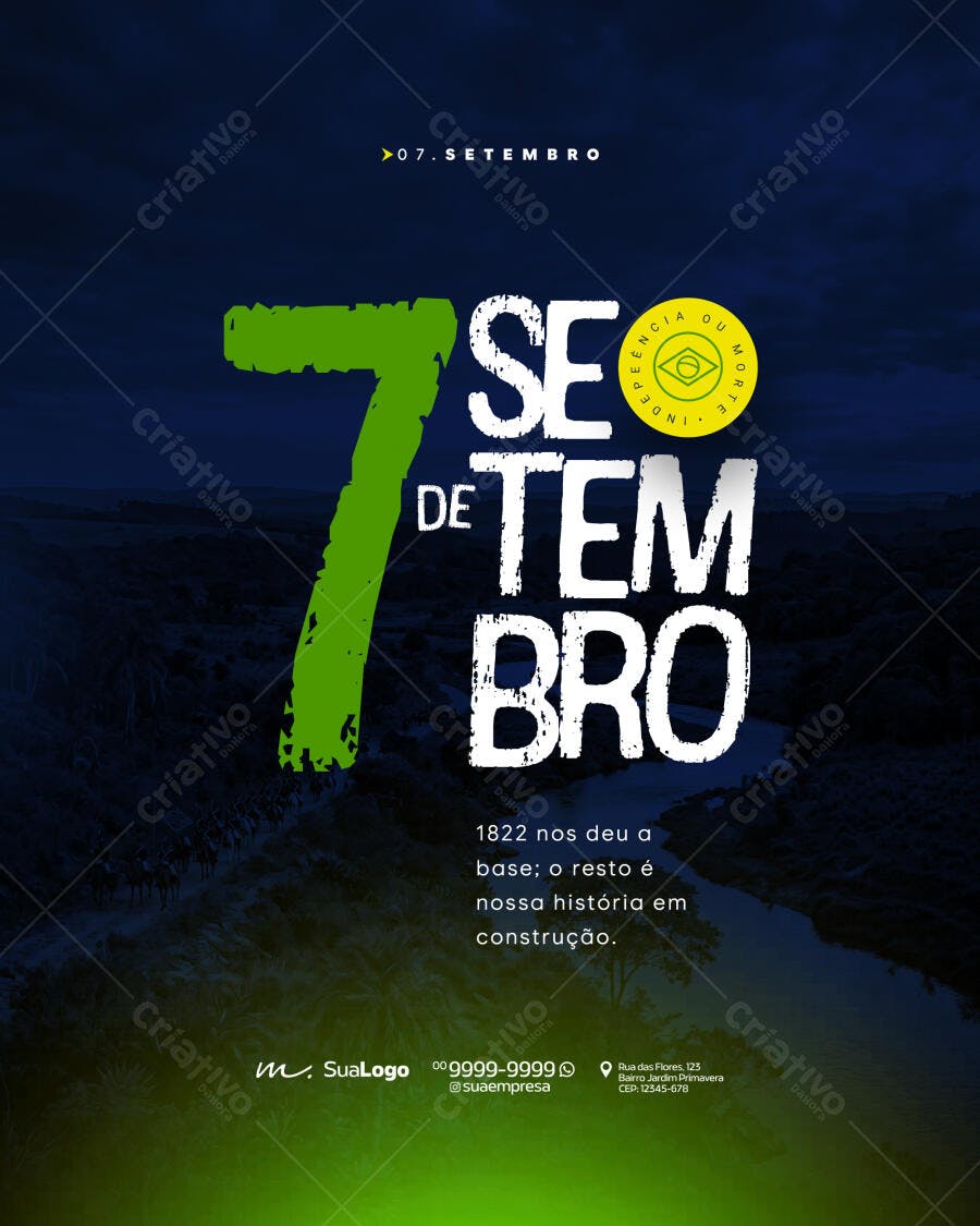 Post Instagram 7 de Setembro Independência Brasil PSD Editável