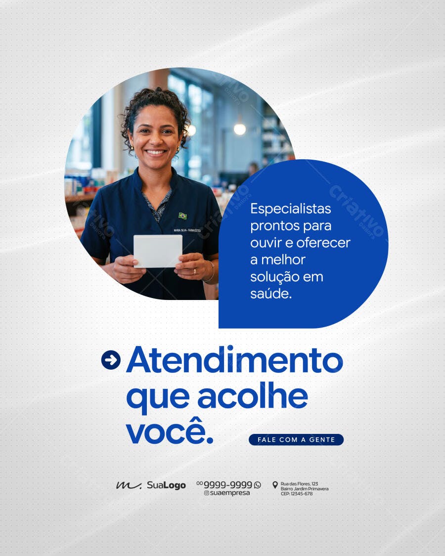Post Instagram Clínica Saúde Atendimento PSD Editável