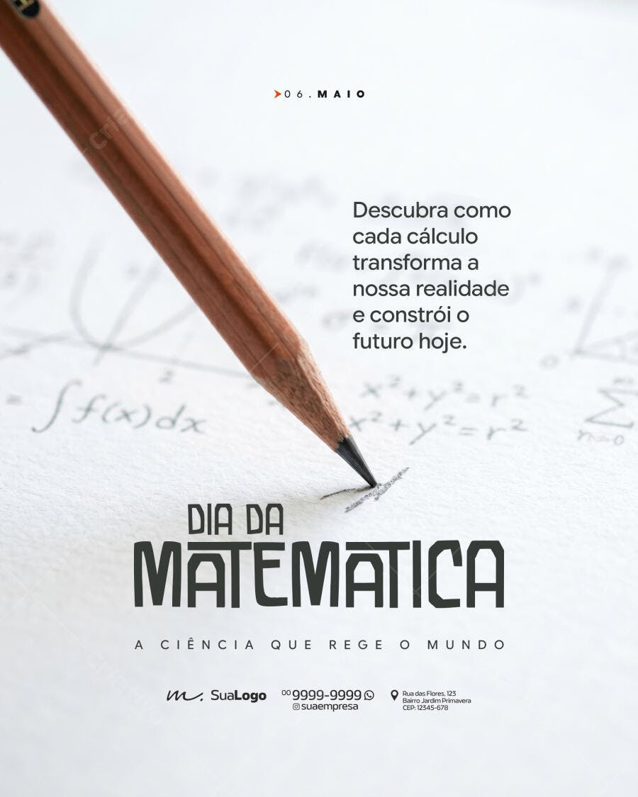 Post Instagram Dia da Matemática 6 de Maio PSD Editável