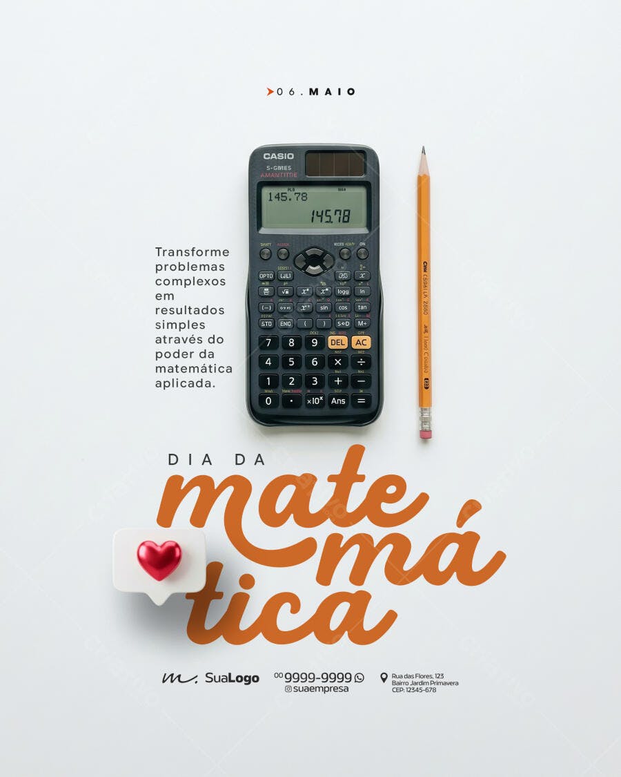 Post Instagram Dia da Matemática Educação PSD Editável